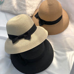 Load image into Gallery viewer, Hepburn bow ribbon sun hat women&#39;s straw hat Bucket hat color sunscreen sun hat beach hat wholesale  Amaijoin
