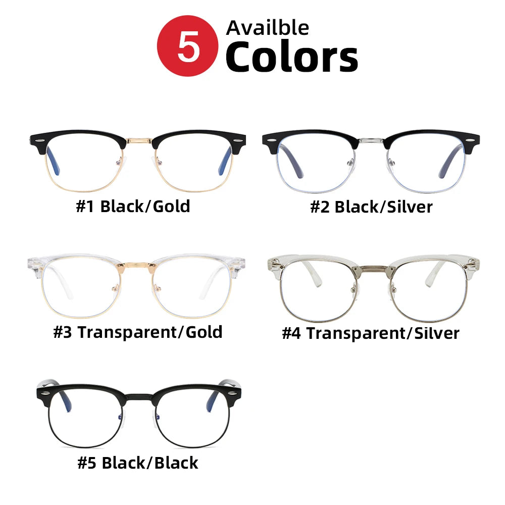 2024 Classic Transparent Frame Semi Rimless Blue Light Blockin Glasses Men Square Anti Blue Ray Eyeglasses Computer Women Gaming  Amaijoin