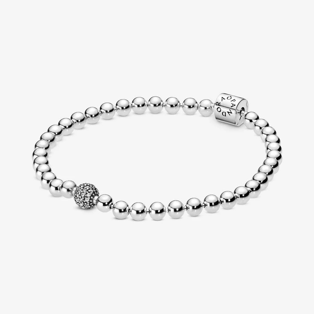 Pandora 925 Silver Daisy Bead T-Bar Snake Chain Bracelet For Women's Trendy DIY Fashion Jewelry Gift  Amaijoin