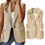 Load image into Gallery viewer, Women&#39;s Vest 2023 Sleeveless Vests Summer Waistcoat Sleeveless Business Vest Coat V-Neck Single-breasted Ladies Casual Tops Coat  Amaijoin
