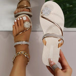 Carregue a imagem no visualizador da Galeria, Sandals Women&#39;s Summer New Fashion Beach Sandals Rhinestone Flat Slippers Luxury Sandals Women Designers Designer Shoes  Amaijoin
