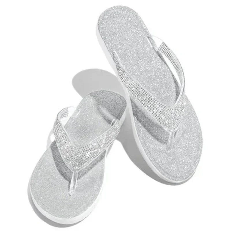 2024 Women Flip Flop Slippers Slides Bling Rhinestone Ladies Shoes Casual Summer Flat Female Crystal Glitter Woman Plus Size 43  Amaijoin