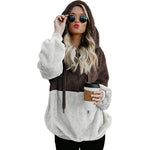 Carregue a imagem no visualizador da Galeria, Women&#39;s pullover Women&#39;s Color Blocking Hooded Stitched Long Sleeve Zipper Plush Sweatshirts  Amaijoin
