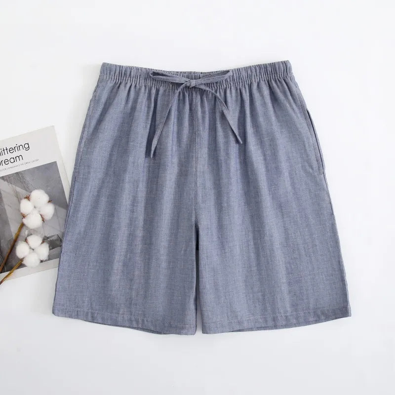 Summer Men Sleep Bottoms 100% Cotton Pajama Shorts Male Sleepwear Pants Men Home Shorts Striped Lounge Wear Shorts  Amaijoin