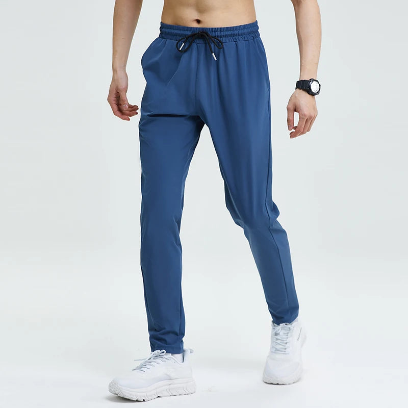 Gym Fitness Trousers Men's Pencil Pants Tight Jogging Running Breathable Quick-Drying Ice Silk Sports Wind Casual Fashion Pants  Amaijoin