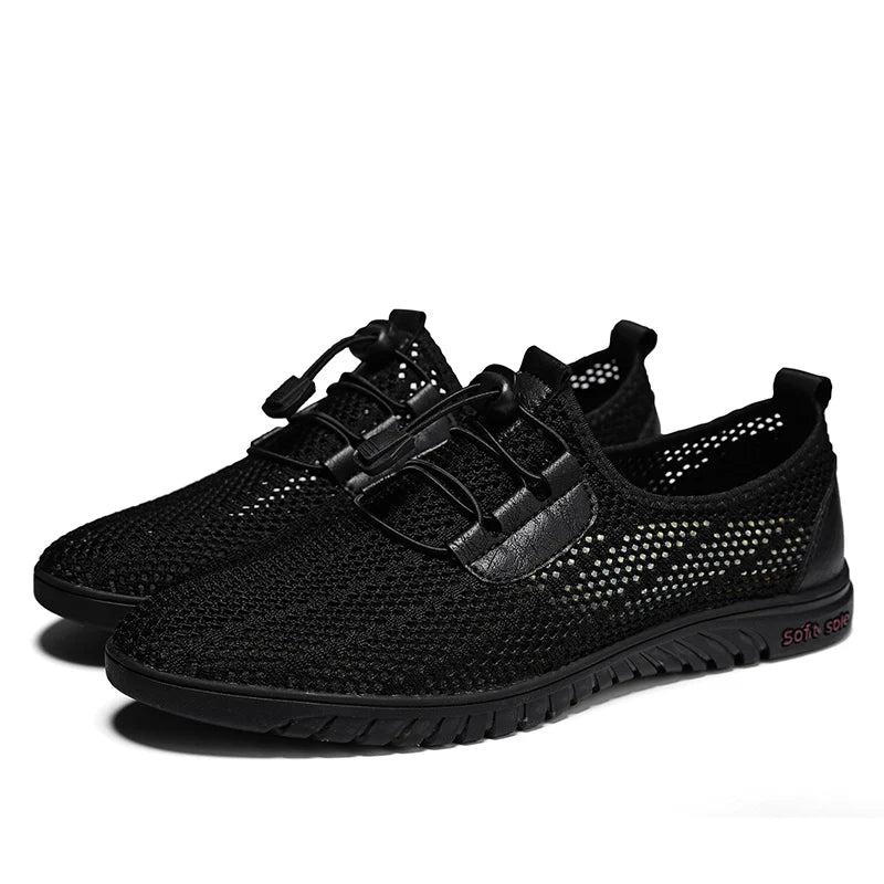 Summer Breathable Casual Men Shoes Business Mesh Dress Shoes Men Sneakers Soft Flats Hot Sale Summer Casual Shoes Moccasins  Amaijoin