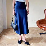 Load image into Gallery viewer, Silk Satin Skirts for Women Korean Style Champagne Office High Waist A-line Skirt Fashion Elegant Solid Long Pencil Skirt 2024  Amaijoin
