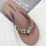 Load image into Gallery viewer, Slippers Women Glitter Flip Flops  Summer 2023 Fashion Outdoor Rhinestone Chain Wedge Beach Slippers Jelly Hawaiian Flat Sandals  Amaijoin
