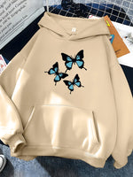 Carregue a imagem no visualizador da Galeria, Hirsionsan Butterflies Print Women Sweatshirt Soft Casual Loose Female Hoodies 2023 Winter New Warm Fleece Tops for Girls  Amaijoin
