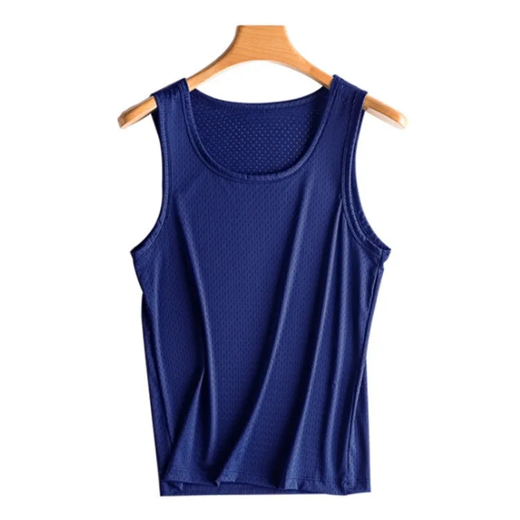 Men Vest Ice Silk Quick-drying Bodybuilding Tank Fitness Muscle Mesh Breathable Sleeveless T-Shirts Casual Sport Tops Undershirt  Amaijoin