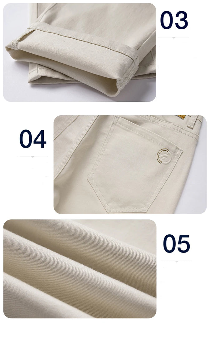 2024 New Summer Luxury White Jeans for Men Comfortable Cotton Fabric Straight Pants Classic Style Denim Trousers Male  Amaijoin