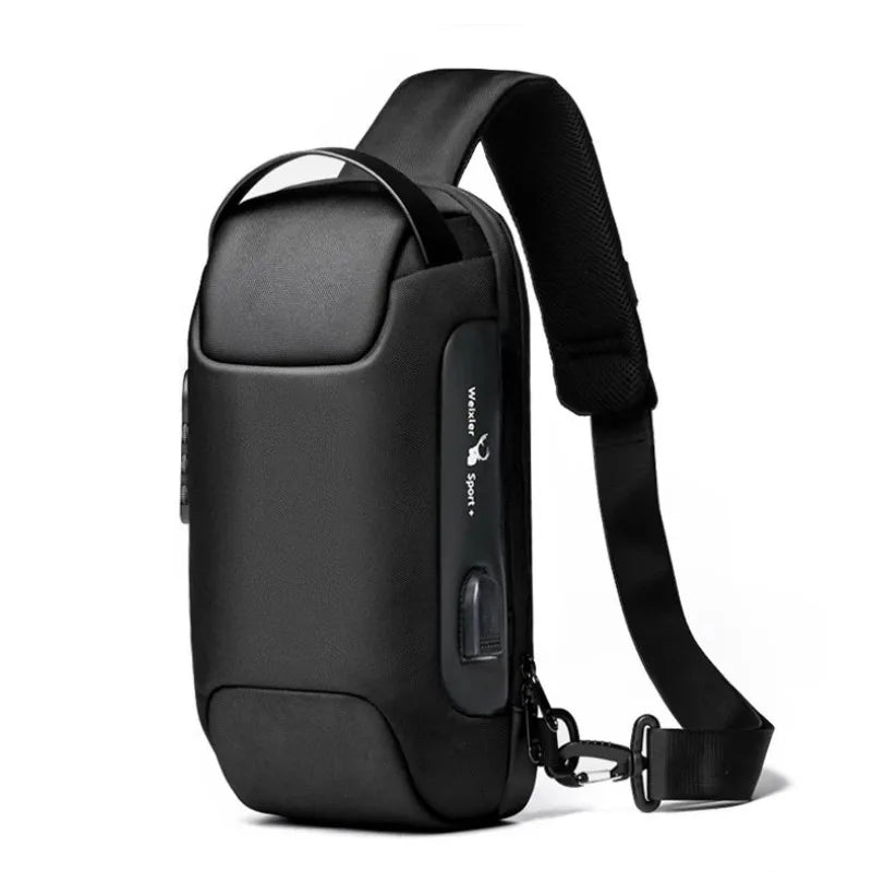 2023 Men's Chest Bag Waterproof Crossbody Bag Multifunction Anti-theft Travel Bags Shoulder Bag Male USB Charging Pouch for Man  Amaijoin