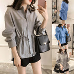 Carregue a imagem no visualizador da Galeria, Women&#39;s Shirt 2024 Spring New Fashion Lapel Waisted Commuter Tops Shirt Solid Colour Large Size Casual Loose Blouse Shirt  Amaijoin
