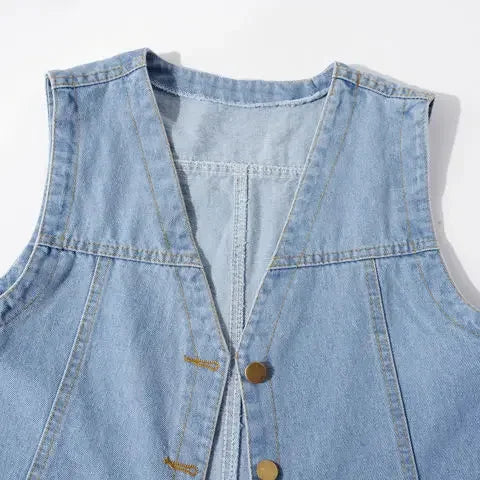 Woman Jacket Vest Spring Summer Denim Vest Women's Short Loose Sleeveless Coat Vest Chaleco Mujer  Amaijoin