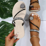 Carregue a imagem no visualizador da Galeria, Sandals Women&#39;s Summer New Fashion Beach Sandals Rhinestone Flat Slippers Luxury Sandals Women Designers Designer Shoes  Amaijoin
