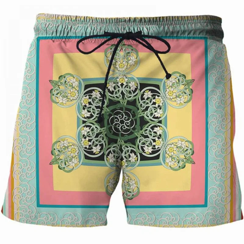 Retro Luxury 3d Print Floral Beach Shorts For Men Summer Swimming Trunks Surf Board Shorts Popular Streetwear Sports Short Pants  Amaijoin