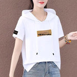 Carregue a imagem no visualizador da Galeria, Short Sleeve Summer Thin White T-shirt Women Casual Fashion Top Loose Style Polyester Fabric Cartoon Design  Amaijoin
