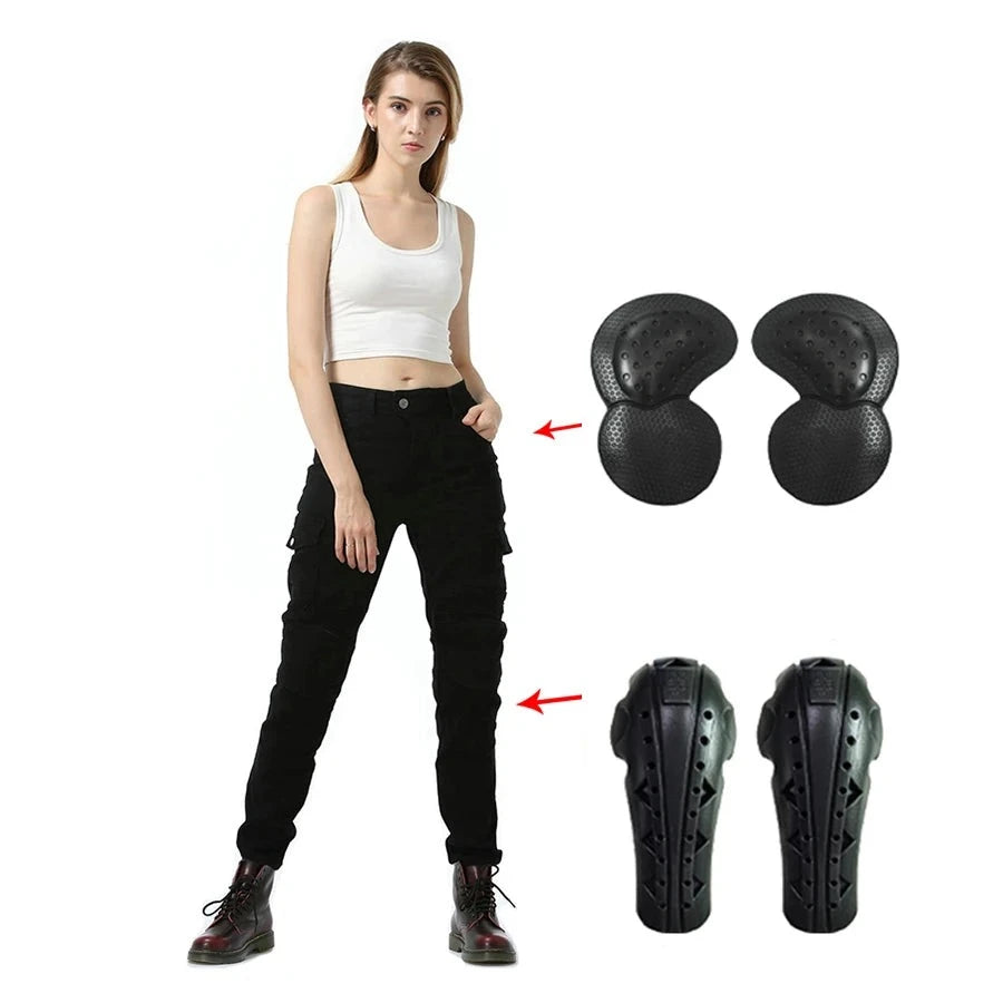 Women Motorcycle Pants Four Seasons Locomotive Jeans Wearable Motocross Pants Moto Motorbiker Biker Riding Pants Pantalon Moto  Amaijoin