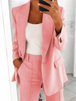 Carregue a imagem no visualizador da Galeria, Fashionable Lapel Slim Cardigan Temperament Blazer for Women elegant suit jacket solid color spring autumn coat  Amaijoin
