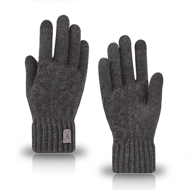 2023 new men's warm gloves winter touch screen plus fleece gloves cold warm wool knitted gloves  Amaijoin