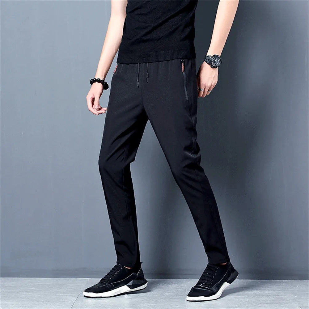 Men's Casual Pants Business Stretch Slim Fit Elastic Waist Jogger Korean Classic Blue Black Gray Male Brand Trousers  Amaijoin