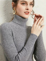 Carregue a imagem no visualizador da Galeria, New Turtleneck Jumper Woman Knitted Blouses Fashion Ladies Sweaters Winter Thermal Striped Long Sleeve Autumn Warm Tops Bacis  Amaijoin
