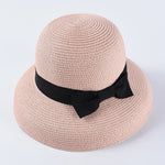 Load image into Gallery viewer, Hepburn bow ribbon sun hat women&#39;s straw hat Bucket hat color sunscreen sun hat beach hat wholesale  Amaijoin
