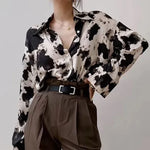 Carregue a imagem no visualizador da Galeria, Cow Print Chiffon Women Shirts Spring Long Sleeve Blouse New Streetwear Tops Fashion Elegant Clothing  Amaijoin
