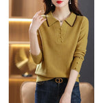 Carregue a imagem no visualizador da Galeria, 2023 New Autumn and Winter Fashion Solid Color Contrast Knitted Bottom Shirt Temperament Commuter Button Casual Women&#39;s Sweater  Amaijoin
