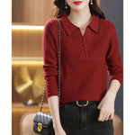 Carregue a imagem no visualizador da Galeria, 2023 New Autumn and Winter Fashion Solid Color Contrast Knitted Bottom Shirt Temperament Commuter Button Casual Women&#39;s Sweater  Amaijoin
