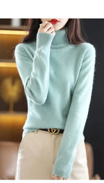 Load image into Gallery viewer, Autumn And Winter New 100% Mink Cashmere Sweater 2023 Women&#39;s High Neck Knitted Pullover Loose Korean Fashion Warm Women&#39;s Top  Amaijoin
