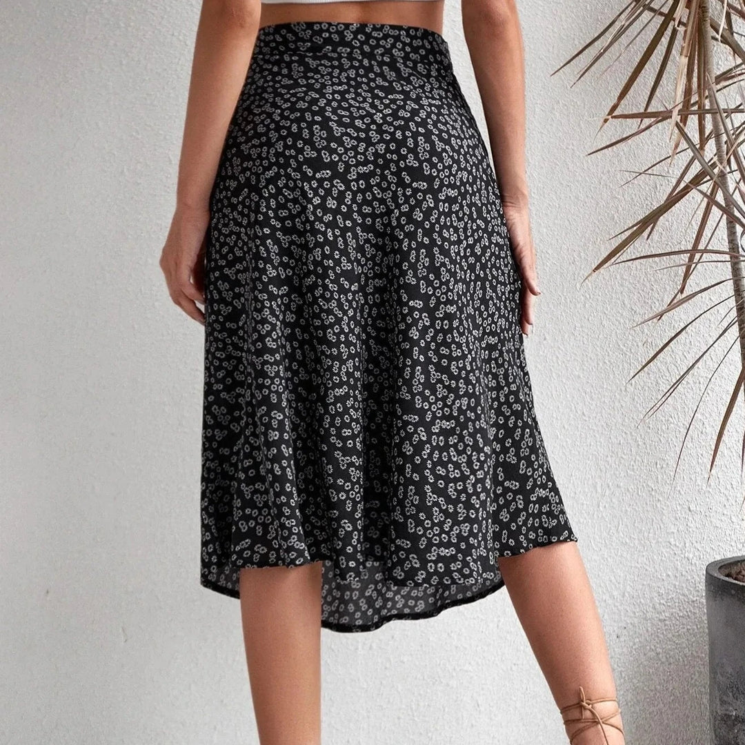 2023 Summer New European and American Floral Half Skirt  Cross border Foreign Trade Split A-line Wrap Hip Mid Waist Long S  Amaijoin