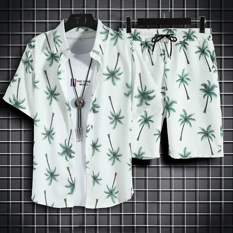 Beach Clothes For Men 2 Piece Set Quick Dry Hawaiian Shirt and Shorts Set Men Fashion Clothing Printing Casual Outfits Summer  Amaijoin