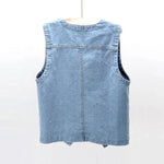 Carregue a imagem no visualizador da Galeria, Woman Jacket Vest Spring Summer Denim Vest Women&#39;s Short Loose Sleeveless Coat Vest Chaleco Mujer  Amaijoin
