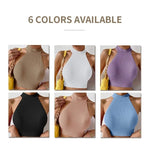 Carregue a imagem no visualizador da Galeria, Knit Sleeveless Halter Tops for Women Basics Solid Slim Fitted Crop Womens Turtleneck Ribbed Vest Y2K High Neck Tank Tops  Amaijoin
