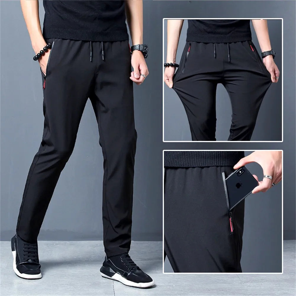 Men's Casual Pants Business Stretch Slim Fit Elastic Waist Jogger Korean Classic Blue Black Gray Male Brand Trousers  Amaijoin