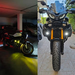 Carregue a imagem no visualizador da Galeria, Pair 100W Motorcycle Headlight Fog Lights Led Auxiliary Driving Light Spotlight Headlamp Dual Color flasher farol Moto Fog Lamp.  Amaijoin
