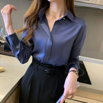 Carregue a imagem no visualizador da Galeria, Silk Women&#39;s Shirt Long Sleeve Fashion Woman Blouses 2023 Satin Top Female Shirts and Blouse Basic Ladies Tops OL Women Clothing  Amaijoin
