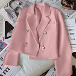 Carregue a imagem no visualizador da Galeria, Fashion Short Women Blazers Elegant Female Suits Jacket Tops Casual   Solid Long Sleeve Office Lady Blazer Coat Spring Autumn  Amaijoin
