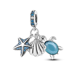 Load image into Gallery viewer, Octopus Dolphin Crab Starfish Turtle Shell Ocean Mermaid Scallops Anchor cruise ship Charms 925 Silver For Original Jewelry Gift  Amaijoin
