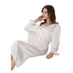 Carregue a imagem no visualizador da Galeria, BirdTree, 19MM 100%Real Silk Pajamas Dress, Women Long Sleeve Lace, Sexy Loose Sleepwear, 2024 Summer New Nightgown P439103QM  Amaijoin
