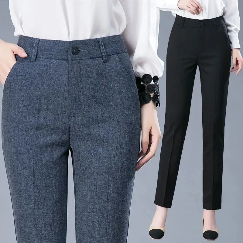 High Waist Formal Ankle Length Pants Women Casual Classic Slim Pantalones Korean Office Pencil Sweatpants Straight Suit Trousers  Amaijoin