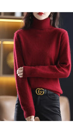 Carregue a imagem no visualizador da Galeria, Autumn And Winter New 100% Mink Cashmere Sweater 2023 Women&#39;s High Neck Knitted Pullover Loose Korean Fashion Warm Women&#39;s Top  Amaijoin
