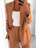 Carregue a imagem no visualizador da Galeria, Fashionable Lapel Slim Cardigan Temperament Blazer for Women elegant suit jacket solid color spring autumn coat  Amaijoin
