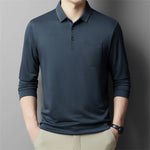 Carregue a imagem no visualizador da Galeria, New Men&#39;s Casual Long Sleeve Polo Shirt Fashion Solid Color Top  Amaijoin
