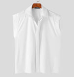 Carregue a imagem no visualizador da Galeria, INCERUN Men Shirt Solid Color Lapel Sleeveless Korean Style Fashion Men Clothing Streetwear Summer 2024 Casual Male Shirts S-5XL  Amaijoin
