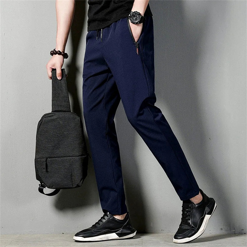 Men's Casual Pants Business Stretch Slim Fit Elastic Waist Jogger Korean Classic Blue Black Gray Male Brand Trousers  Amaijoin