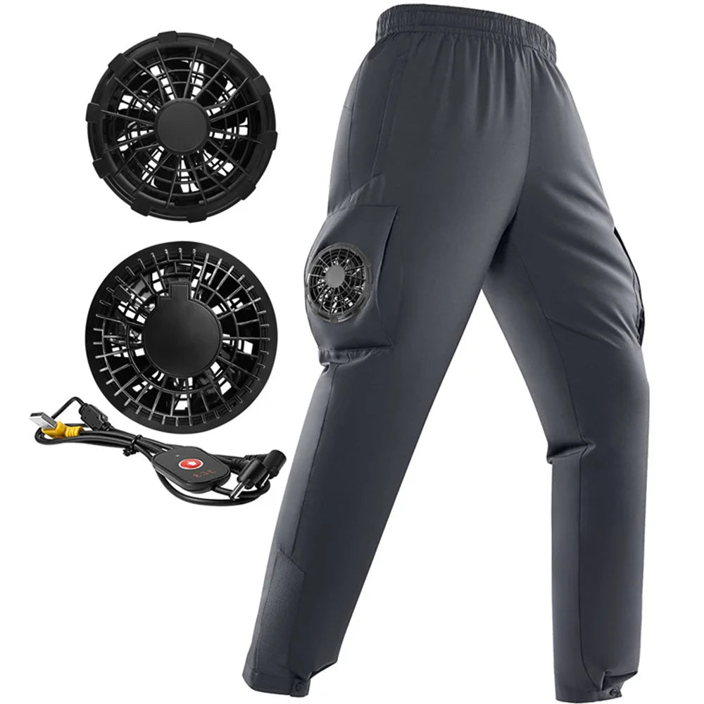 2023 Summer Fan Pants Men's Ice Fishing Outdoor Work Camping Air Conditioning Worker Charging Cooling Pants  Amaijoin