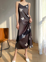 Carregue a imagem no visualizador da Galeria, Summer Sling Skirt Silk Vest Satin Dress Ladies Sleeveless Outer Wear Thin French Suit Inside New Mulberry Silk Base Long Skirt  Amaijoin
