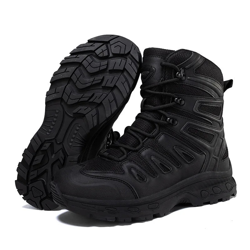 Men's Military Boots Rotating Button Men Desert Tactical Boots Outdoor Combat Boots Wear Resistant Man Winter Boots Hiking Shoes  Amaijoin